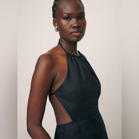 NEW Reformation Mabli Linen Open Back Mini Dress - Picture 6 of 9